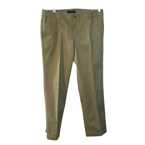 Lands' End Junior Women's Cropped Pants Cotton Khaki Tan Belt Loops Sz 5 Uniform - Picture 1 of 16